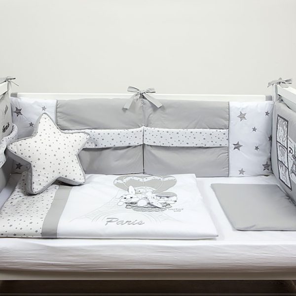 Posteljina "3 LITTLE FRIENDS IN PARIS" SIVA