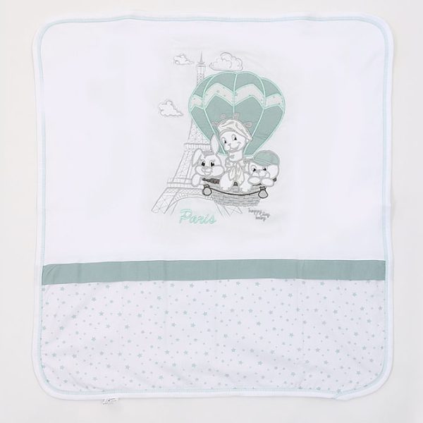 Pamučni prekrivač "3LITTLE FRIENDS IN PARIS" MINT