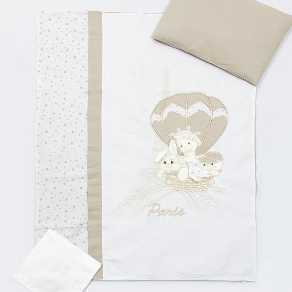 Posteljina navlaka "3 LITTLE FRIENDS IN PARIS" BEŽ