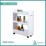 Kesper ksp24852 višenamenska polica sa točkićima 60x22x78cm bela