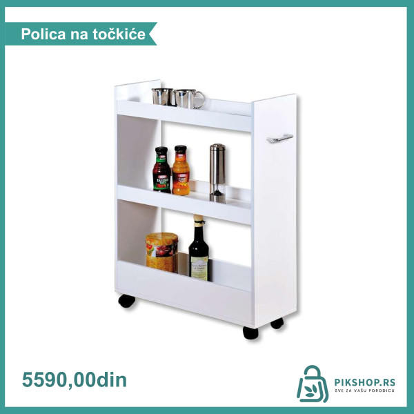 Kesper ksp24852 višenamenska polica sa točkićima 60x22x78cm bela