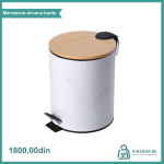 Estia es02-22020 kanta za otpatke metal bambus sa pedalom 5l mermer bela