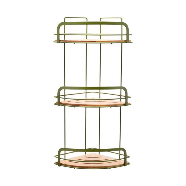 Estia es02-14865 ugaona polica za kupatilo 3 nivoa maslinasta