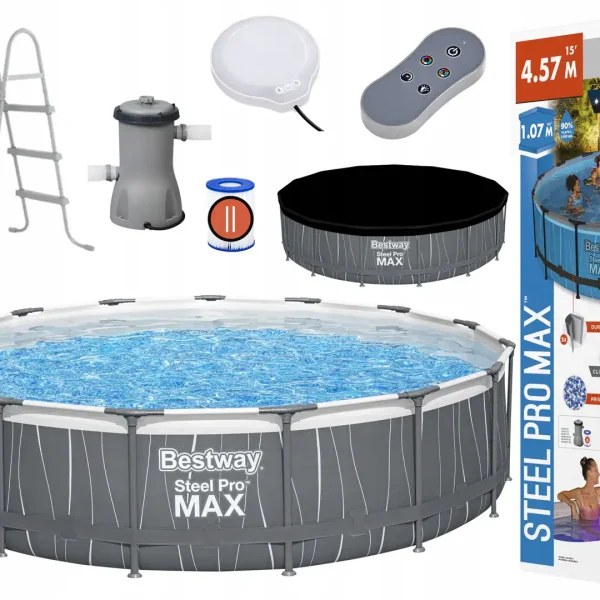 Bestway Steel Pro MAX bazen 4.57 x 1.07 m sa LED svetlom i pumpom