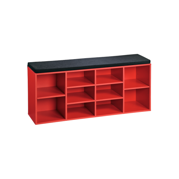 Kesper ksp15983 drveni cipelarnik crveni sa jastukom za sedenje 103,5x48x29,5cm