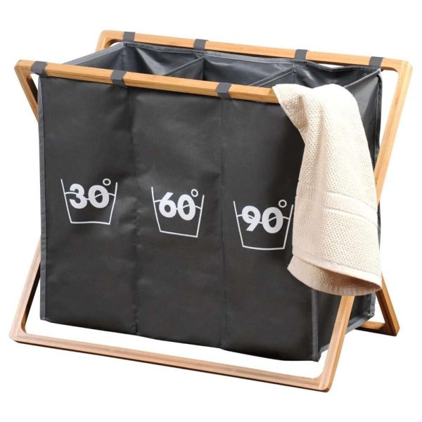 Kesper ksp19597 korpa za prljavi veš 3 pregrade sa bambus okvirom