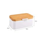 Kinghoff kh1795 kutija za hleb metal bambus 30x20x14cm  bela - Слика 2
