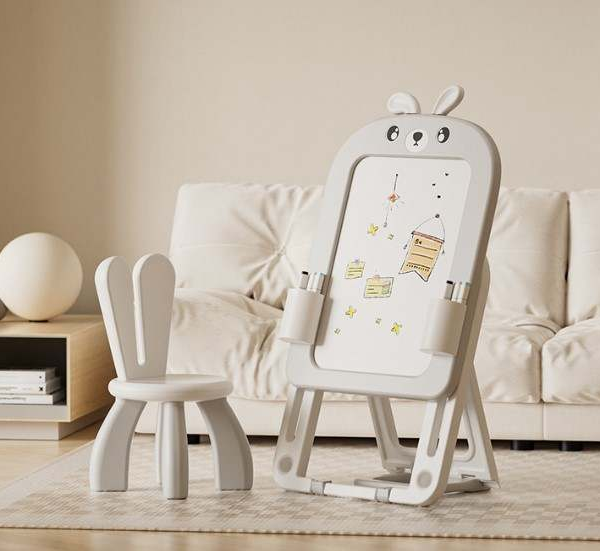 Sklopiva tabla za crtanje sa stolicom i dodacima "Zeka" - Siva