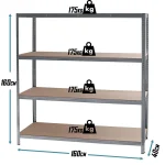 SuperHome 160x160x40cm 4x175kg Metalna Montažna Polica - Слика 2