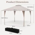 Gazebo paviljon sa mehanizmom 4x4m Bež - Слика 3