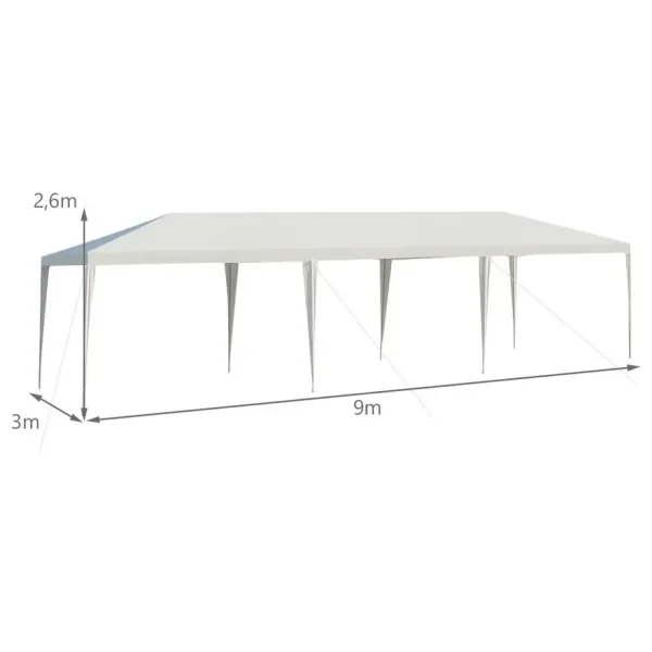 Paviljon za zabave 9x3m bez stranica Beli