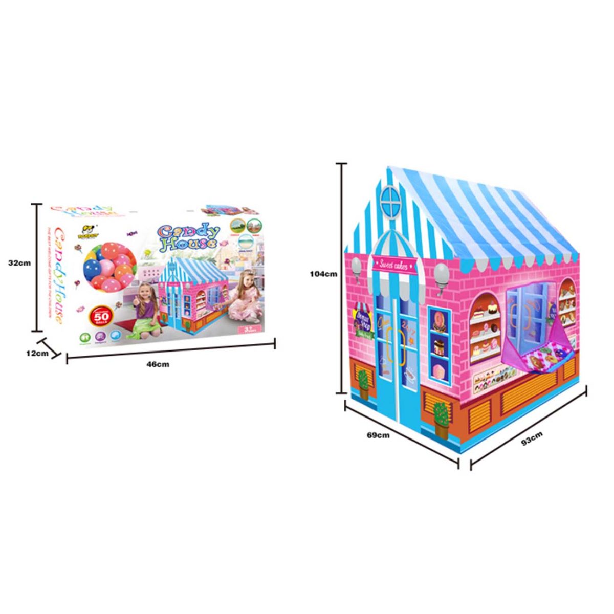 66-703000-1 Igraonica, kućica slatkiša za igru sa 50 loptica - Слика 1