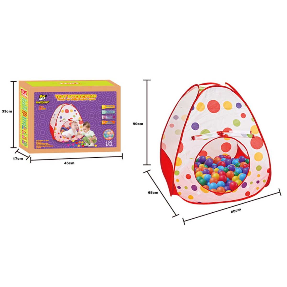 66-705000-1 Dečja kućica za igru - šator, 100 loptica - Слика 1