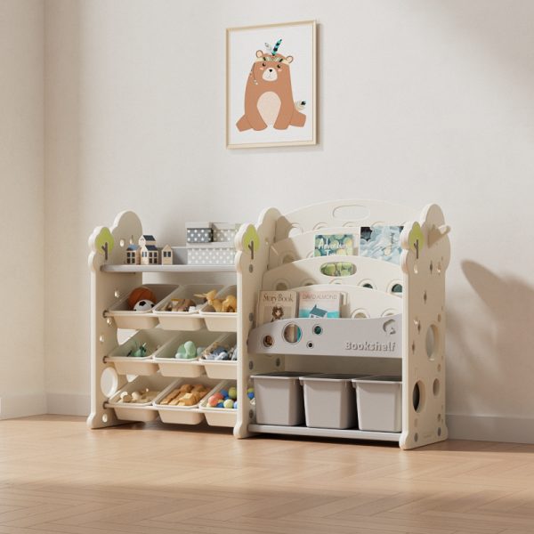 Sistem za odlaganje igračaka i knjiga "Drvce KOMBO"  - bela boja