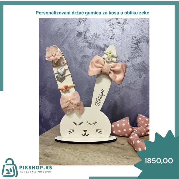 Personalizovani držač gumica za kosu oblik zeke