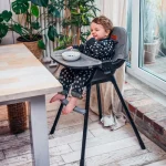 MoMi Flovi stolica za hranjenje bebe Grey Black, 6m+ - Слика 8