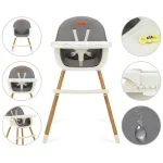 MoMi Flovi stolica za hranjenje bebe Grey White, 6m+ - Слика 10