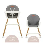 MoMi Flovi stolica za hranjenje bebe Grey White, 6m+ - Слика 9