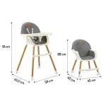 MoMi Flovi stolica za hranjenje bebe Grey White, 6m+ - Слика 8