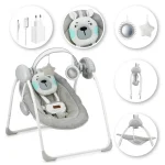 MoMi Liss ljuljaška za bebe Bear Turquoise, 0-9kg - Слика 8