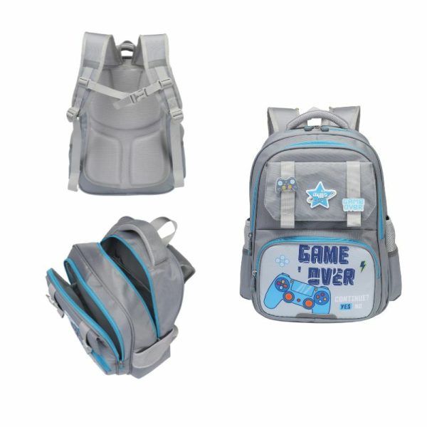 Deciji skolski ranac sivi game over milla 1076