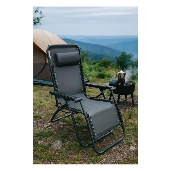 Stolica-ležaljka 162x64x110 cm, siva