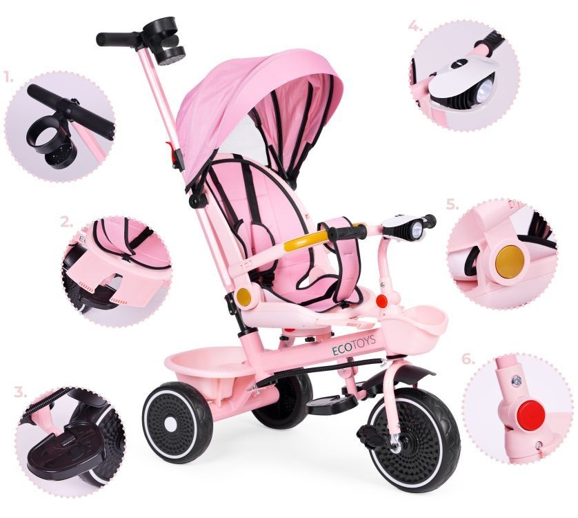2u1-tricikl-sa-rotirajucim-sedistem-i-sklopivom-tendom-pink-ecotoys3071487 2u1 tricikl sa rotirajućim sedištem i sklopivom tendom Pink, ECOTOYS - Слика 9