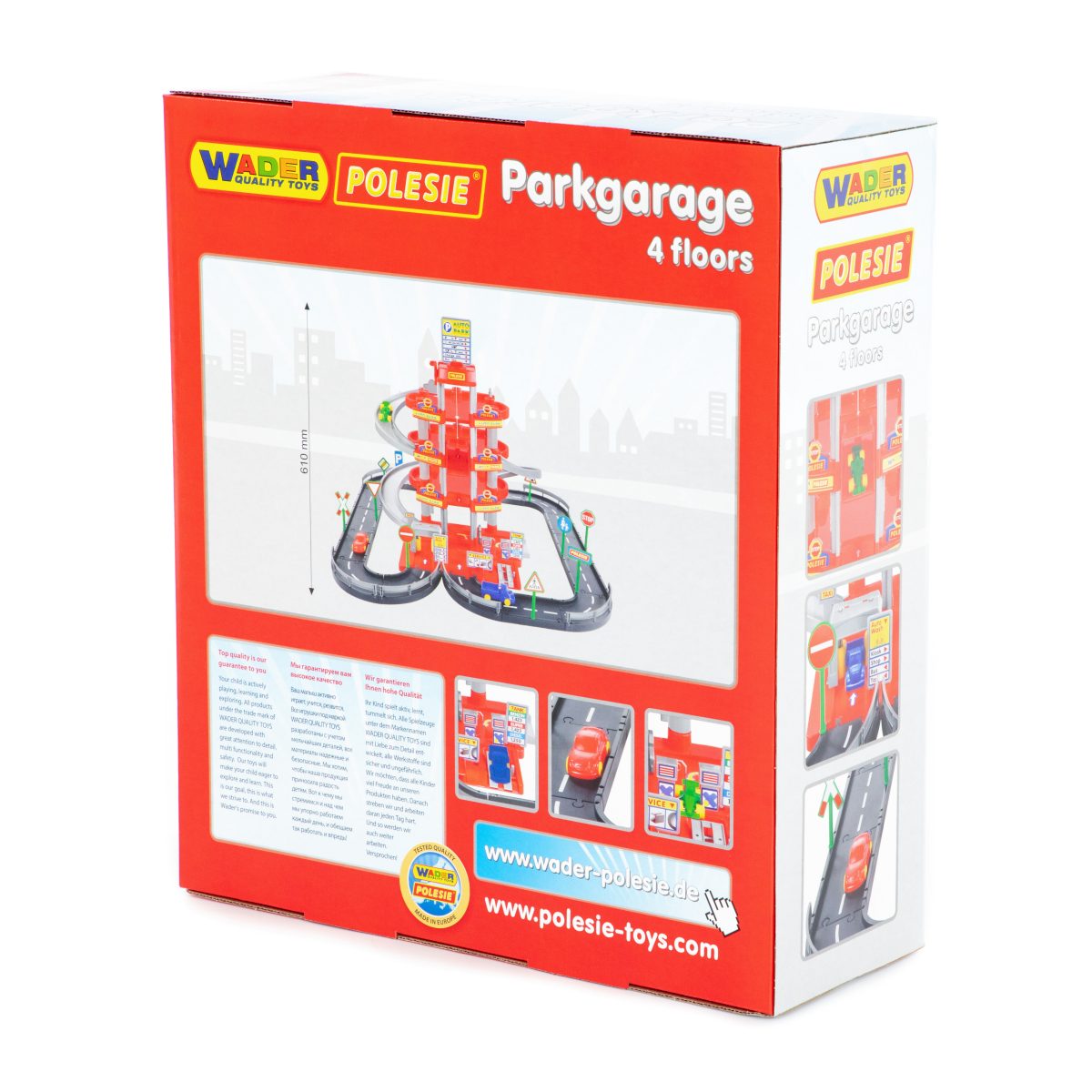 44723_2_01_04 Parking garaža za decu na 4 nivoa sa ulicama i automobilima crvena Polesie - Слика 1
