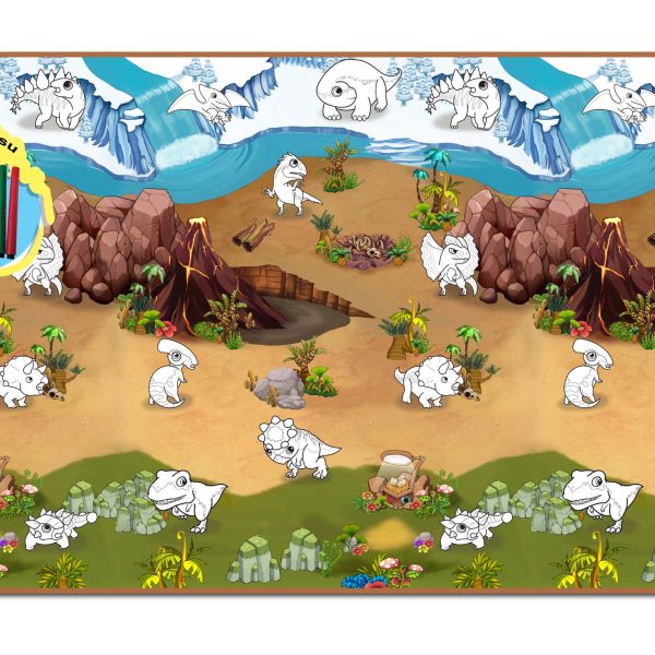Podloga za igru Dinosaurus + 6 flomastera 200 x 120cm Rollmatz