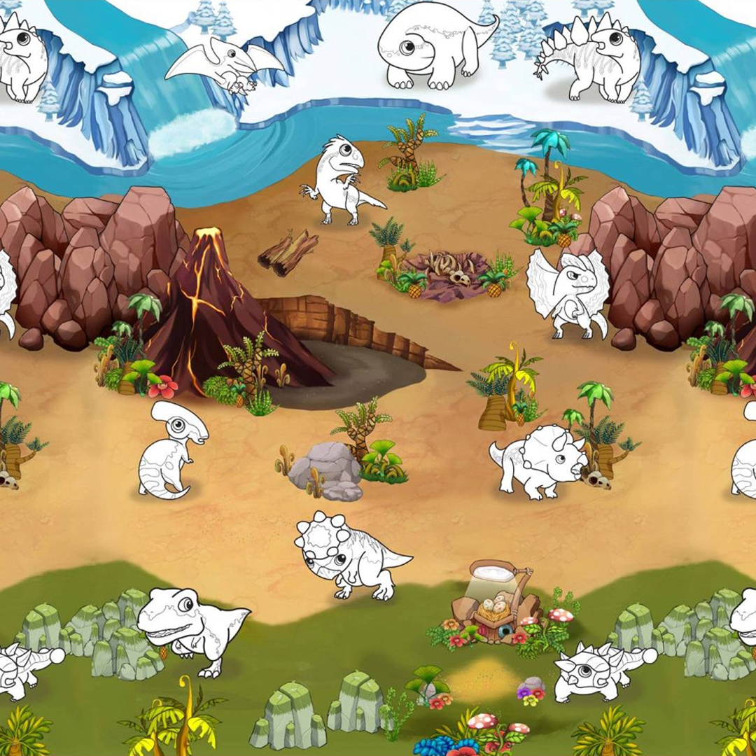 SW10157 Podloga za igru Dinosaurus + 6 flomastera 200 x 120cm Rollmatz - Слика 2