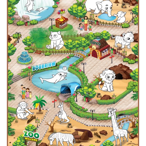 Podloga za igru Zoološki vrt + 6 flomastera 90 x 120cm Rollmatz