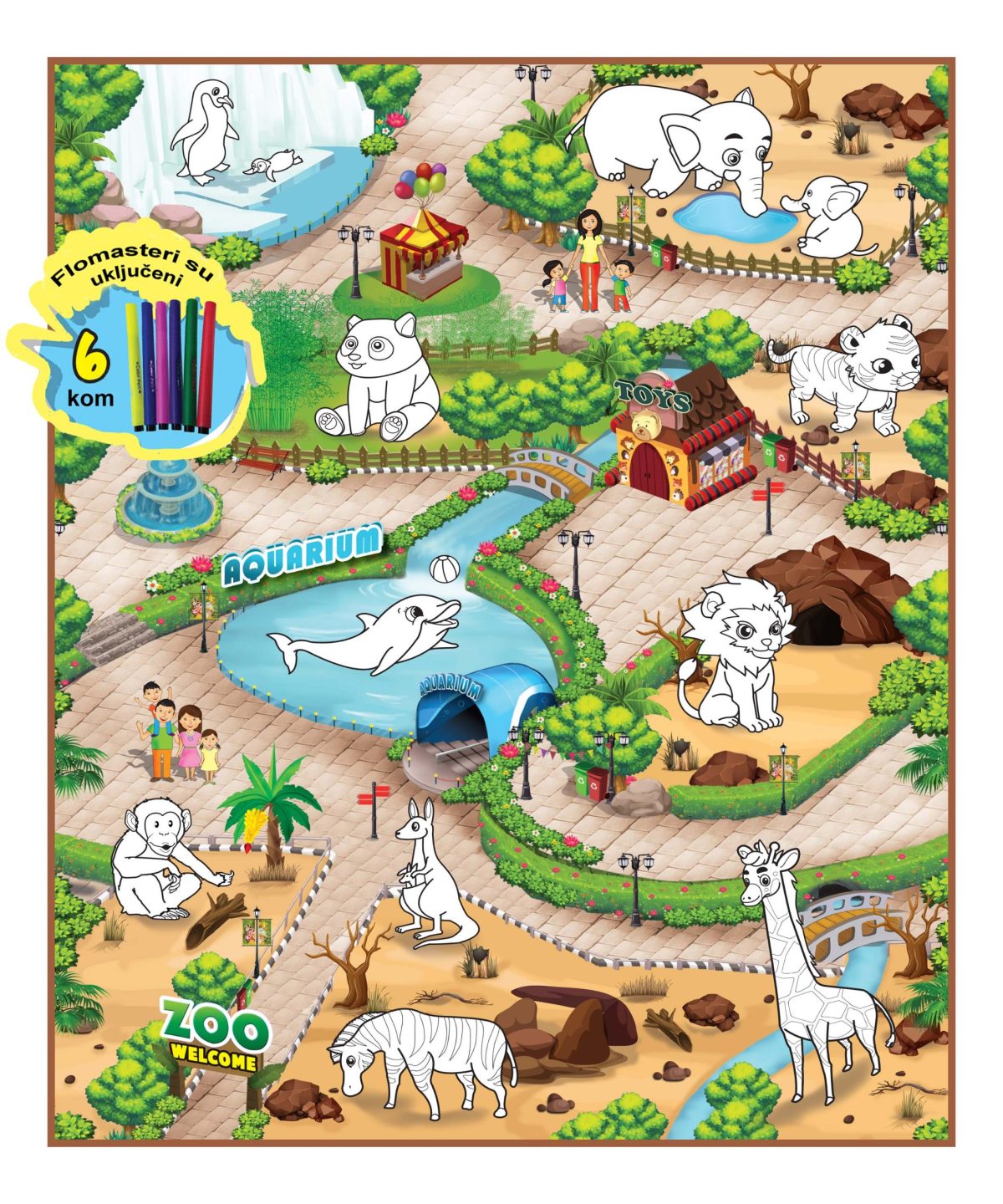 Podloga za igru Zoološki vrt + 6 flomastera 90 x 120cm Rollmatz - Слика 2