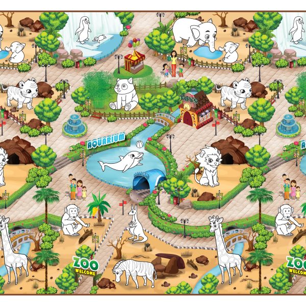 Podloga za igru Zoološki vrt + 6 flomastera 200 x 120cm Rollmatz