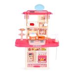 Dečija kuhinja sa zvukom, LED svetlom, sudoperom i 10 dodataka roze ECOTOYS - Слика 2