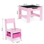 Dečiji set sto i 2 stolice sa tablom za pisanje Pink ECOTOYS - Слика 8