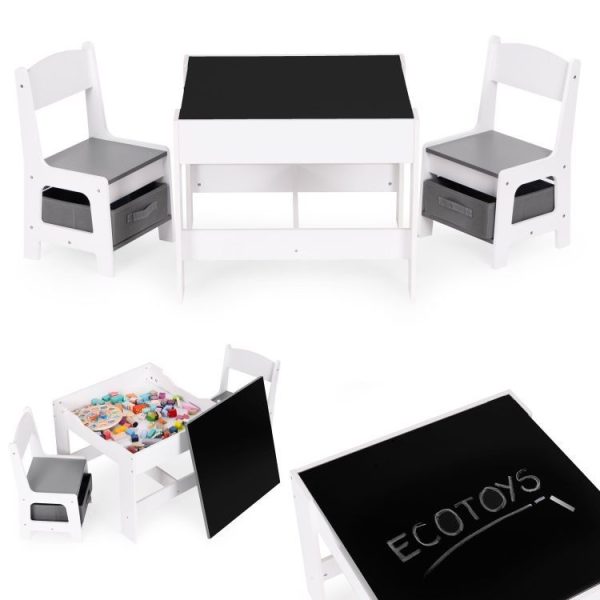 Dečiji set sto i 2 stolice sa tablom za pisanje White ECOTOYS
