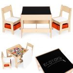 Dečiji set sto i 2 stolice sa tablom za pisanje Wood ECOTOYS