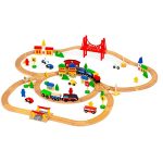 DRVENA SET ŽELEZNICA NA BATERIJE 90 ELEMENATA - Слика 4