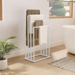 Držač za peškire sa 4 šipke beli - Слика 2