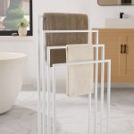 Držač za peškire sa 4 šipke beli - Слика 3