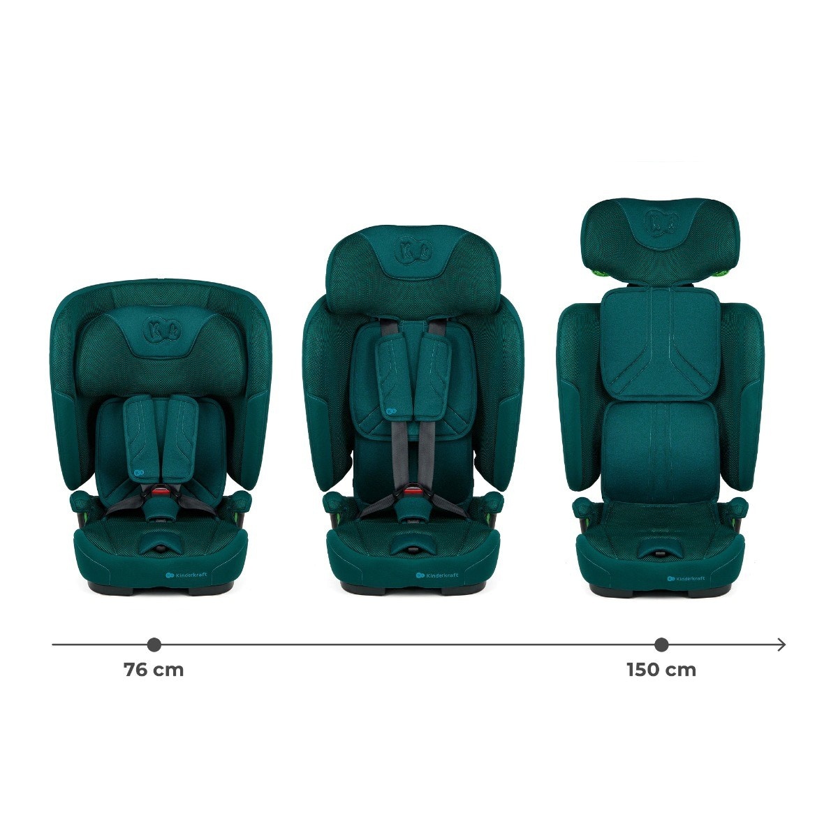 kinderkraft-autosediste-fix2go-i-size-76-150cm-green16955 KINDERKRAFT AUTOSEDISTE FIX2GO I-SIZE 76-150CM GREEN - Слика 2