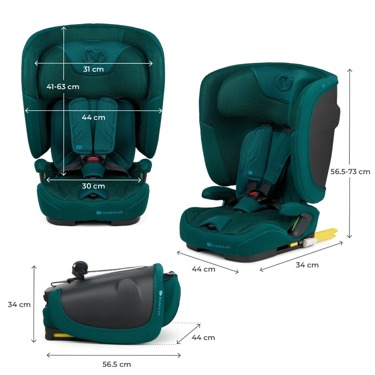 kinderkraft-autosediste-fix2go-i-size-76-150cm-green16956 KINDERKRAFT AUTOSEDISTE FIX2GO I-SIZE 76-150CM GREEN - Слика 3