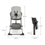 KINDERKRAFT STOLICA ZA HRANJENJE FOLDEE GREY - Слика 3