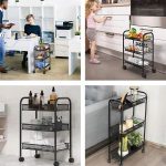 Metalna mobilna polica za kupatilo sa 3 nivoa i točkićima black