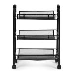 Metalna mobilna polica za kupatilo sa 3 nivoa i točkićima black - Слика 5