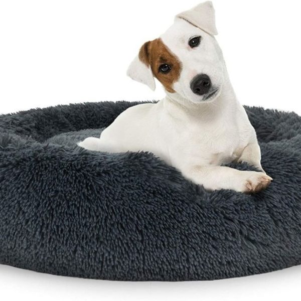 Plisani krevet za kucne ljubimce 60cm tamno sivi