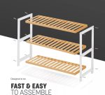 Polica za obucu 3 nivoa bamboo bela - Слика 2