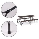 Sklopivi sto 180cm + 2 klupe braon - Слика 2