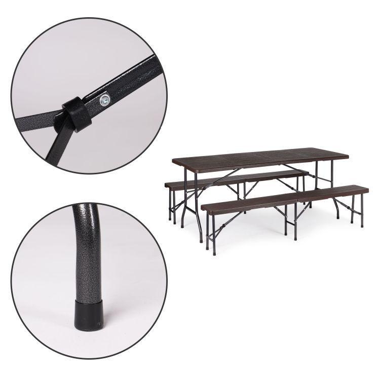 sklopivi-sto-180cm-2-klupe-braon1845 Sklopivi sto 180cm + 2 klupe braon - Слика 2