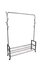 Stalak za odeću sa dve police za obuću i točkićima